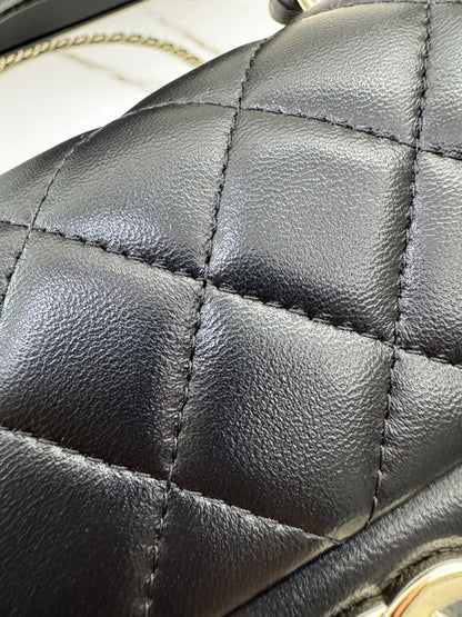 CHANEL Mini CF Handle 黑色羊皮淺金扣 Black Lambskin with GHE