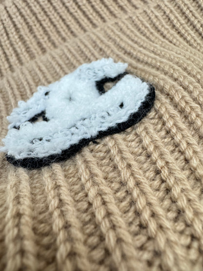 CHANEL 25B 針織羊絨帽 奶茶色