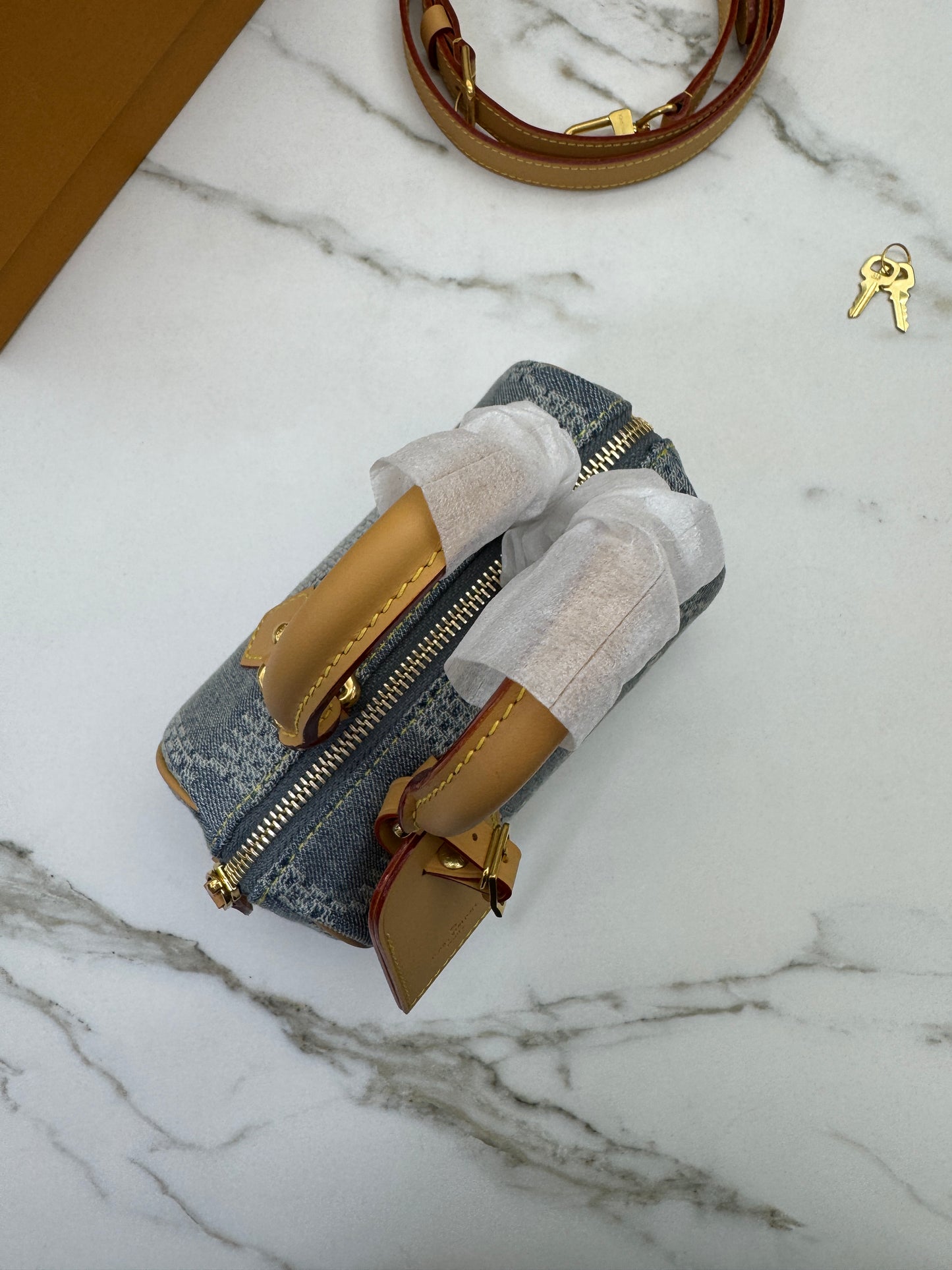 LV Nano Speedy 棋盤格牛仔