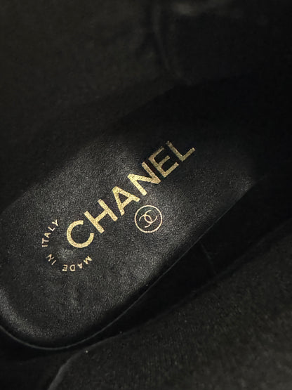 CHANEL 22C 漆皮拼牛皮 切爾西短靴 Chelsea Boots
