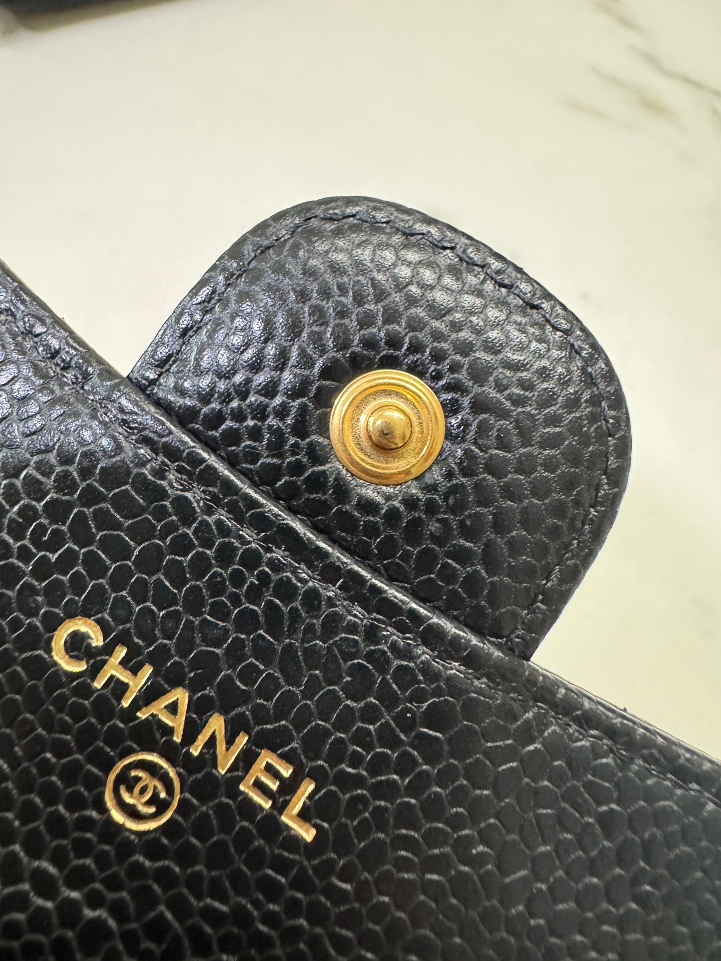CHANEL CF三摺錢包 黑金牛