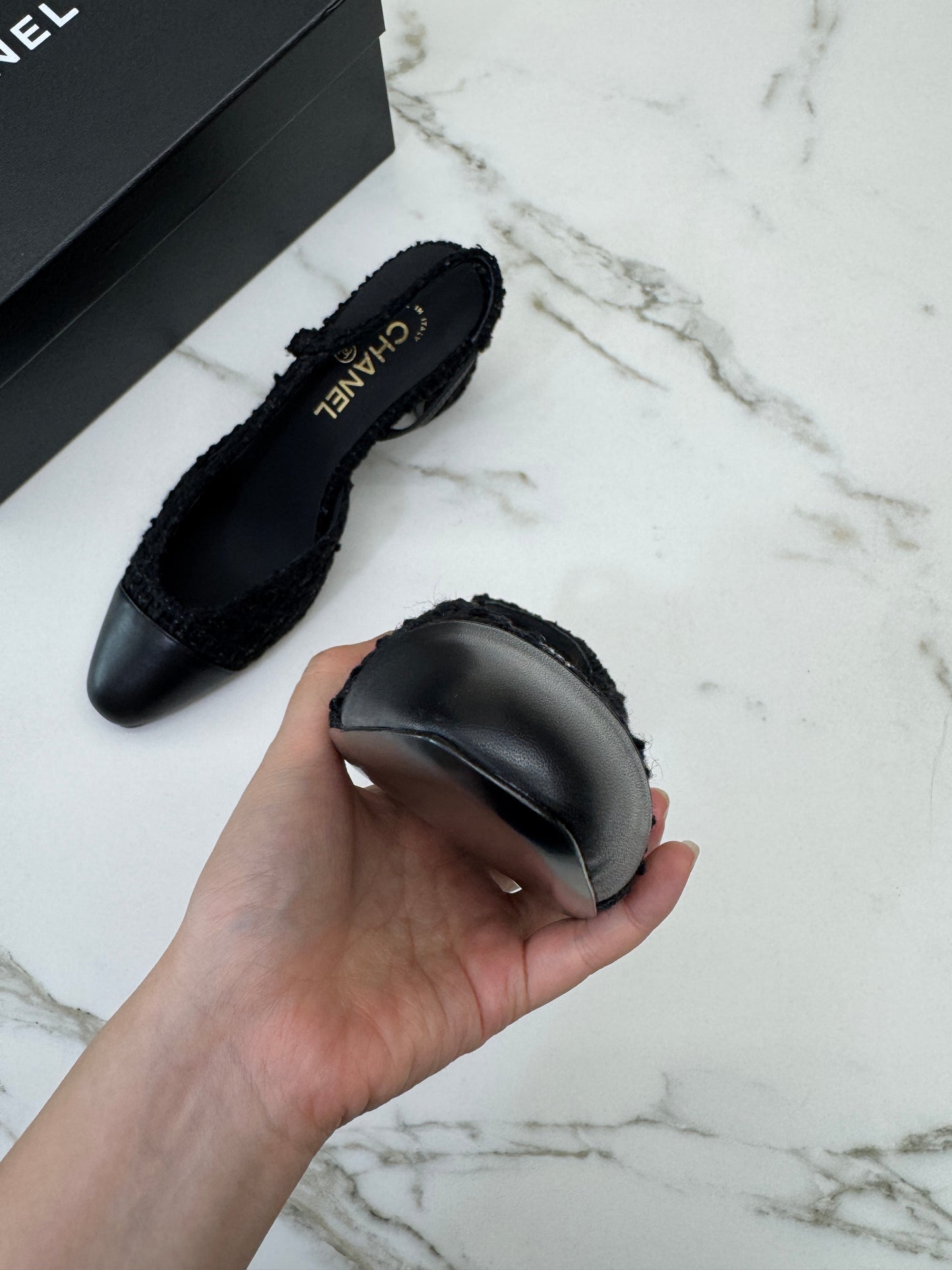 CHANEL 25A粗毛呢 Slingback
