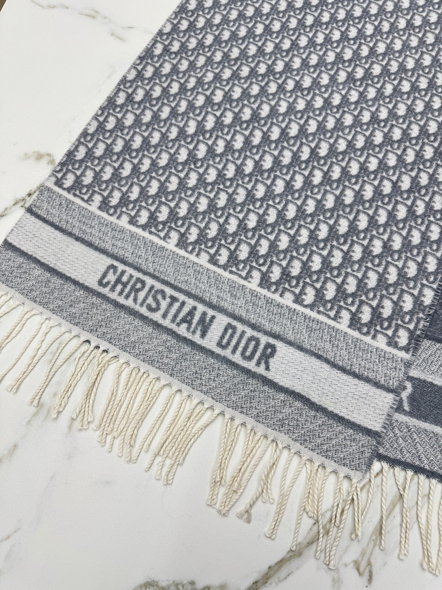 DIOR Oblique Scarf Grey 200x48cm