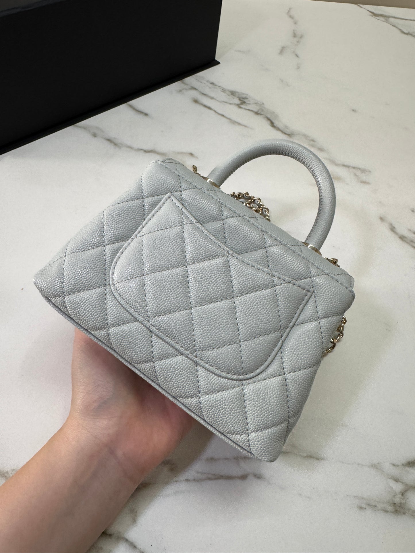 CHANEL 超Mini Coco Handle 24K 灰藍色