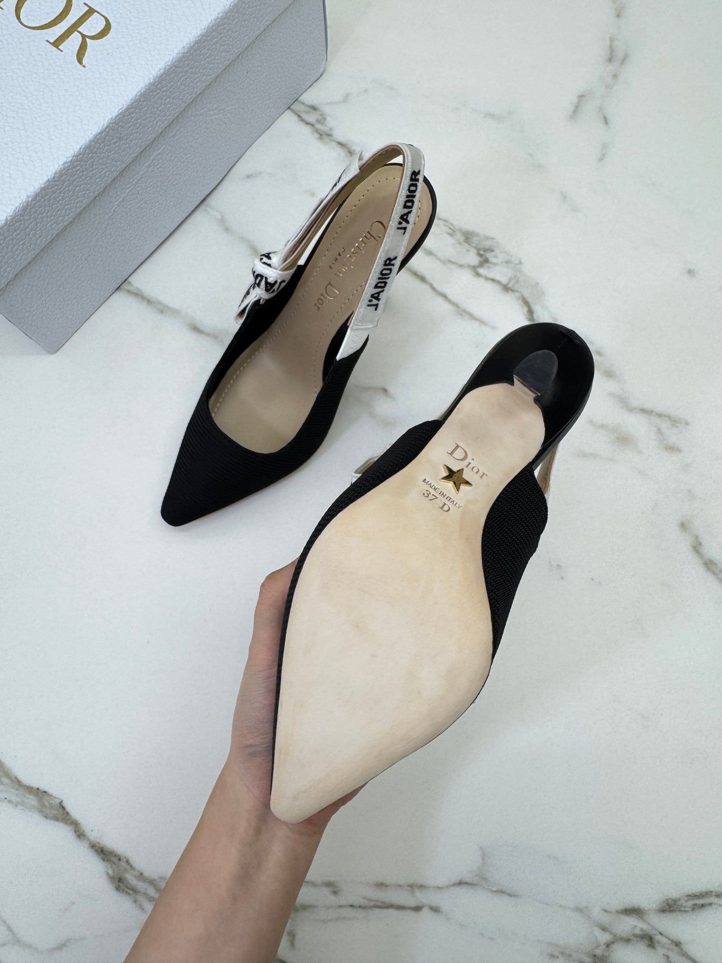 DIOR J'adior Slingback 黑色科技布 10cm