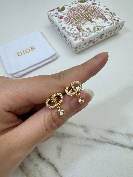 DIOR Petit CD耳環 金色