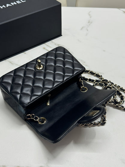 CHANEL CF20 羊皮 黑色淡金扣