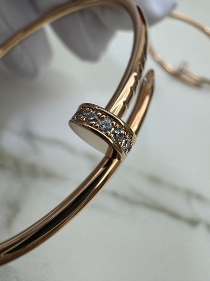 CARTIER Juste un Clou 窄版釘子手鐲 玫瑰金帶鑽