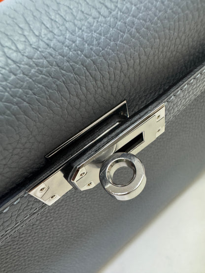 HERMES Kelly 25 亞麻藍 銀扣 內縫 Togo Selier