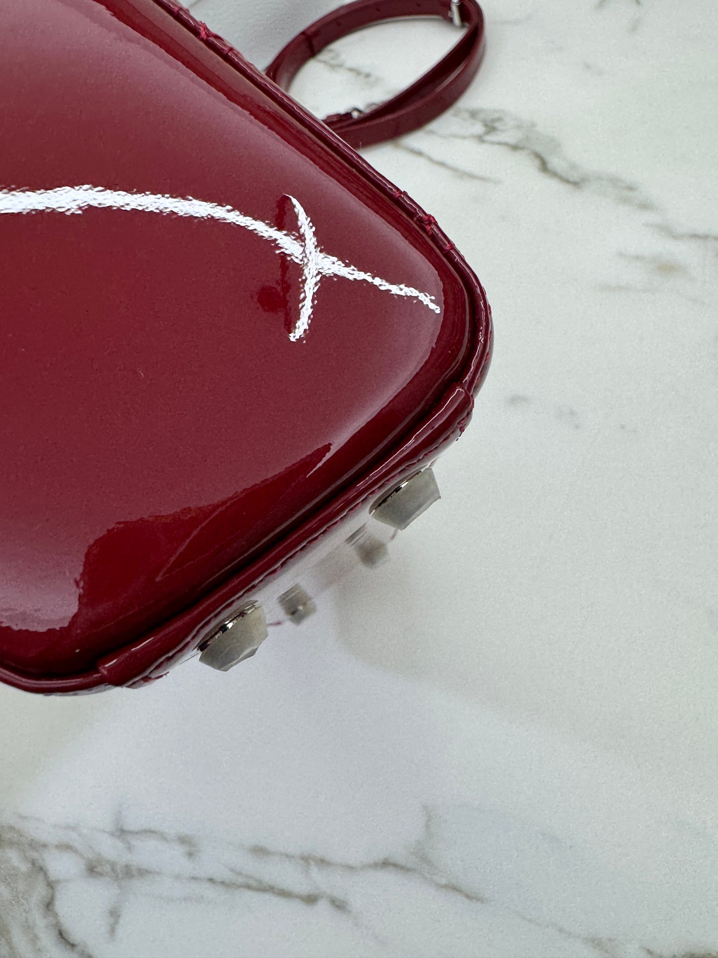 DIOR Mini Lady Dior 漆皮Cherry Red Shinny Calfskin