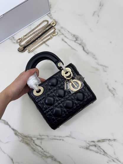 DIOR Mini Lady Dior 黑色羊皮