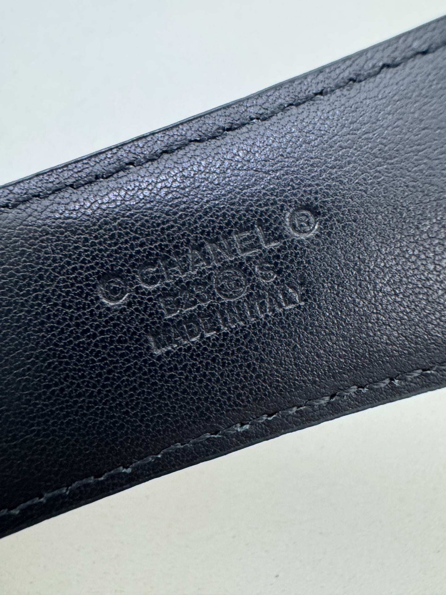 CHANEL 菱格紋 銀扣皮帶
