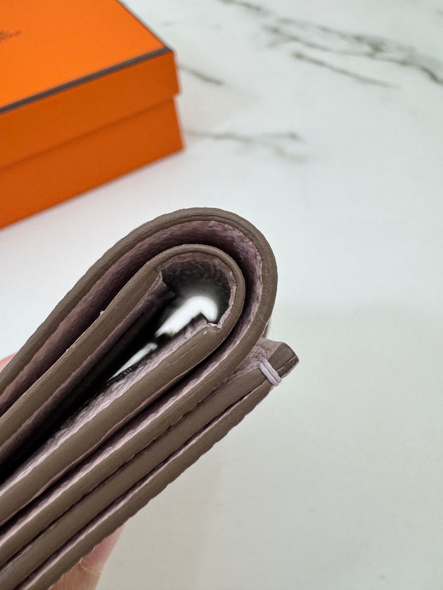 HERMES Bearn Wallet 三摺錢包 夢幻紫銀扣 Epsom Mauve Pale PHW