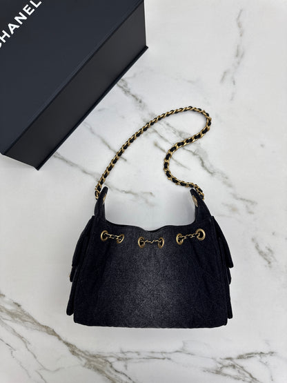 CHANEL Mini 25 Bag 黑牛仔26C