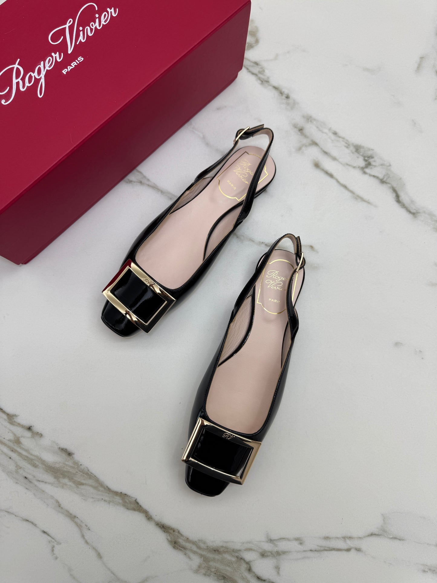 RV Slingback 漆皮黑色