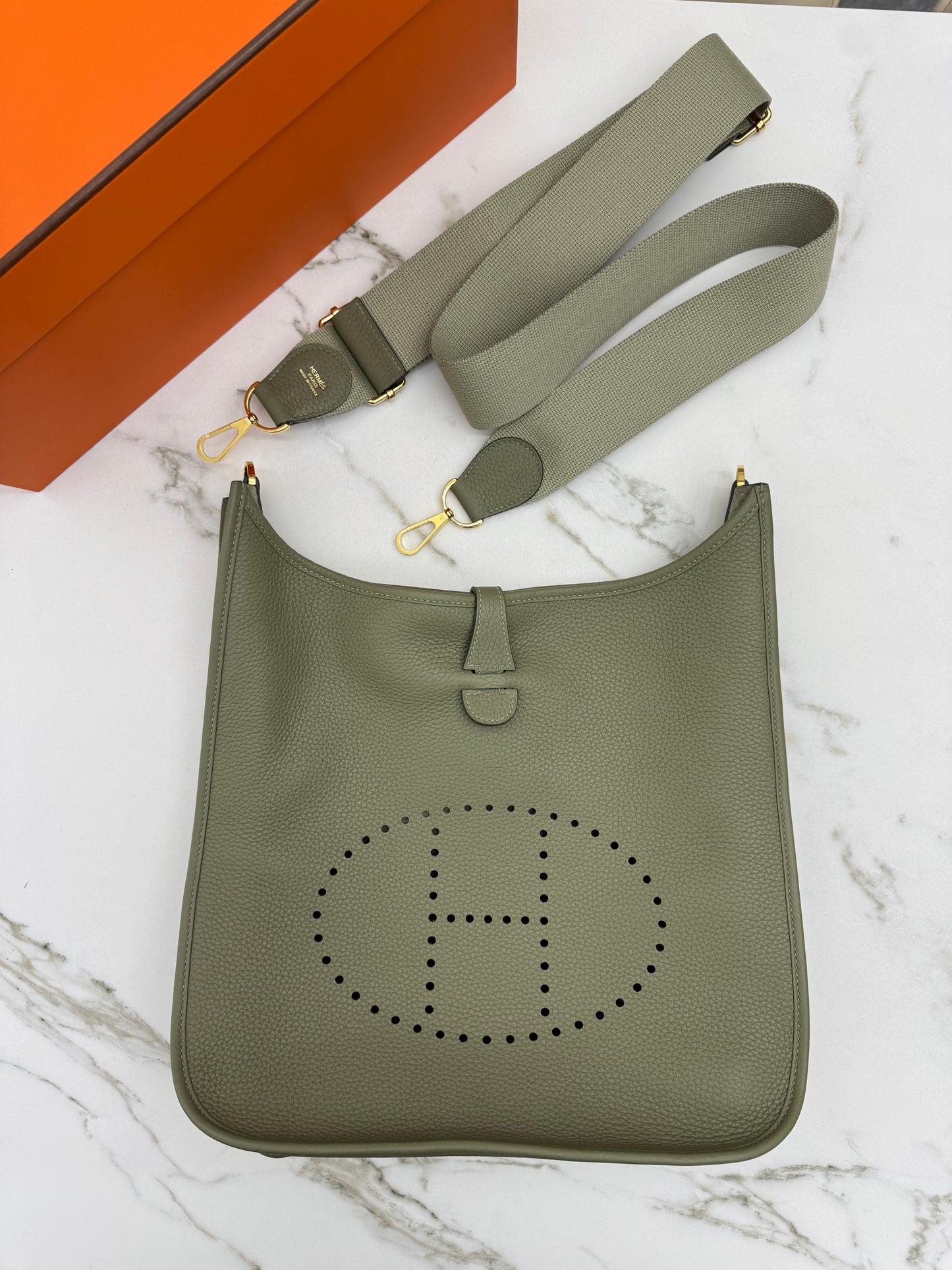 HERMES Evelyne 33 鼠尾草綠金扣 Q1 Sauge GHW