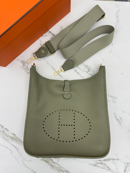 HERMES Evelyne 33 鼠尾草綠金扣 Q1 Sauge GHW
