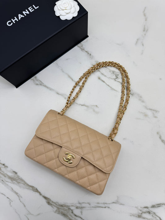 CHANEL CF23 Small 米杏色牛皮金扣 Beige Caviar Calfskin GHW