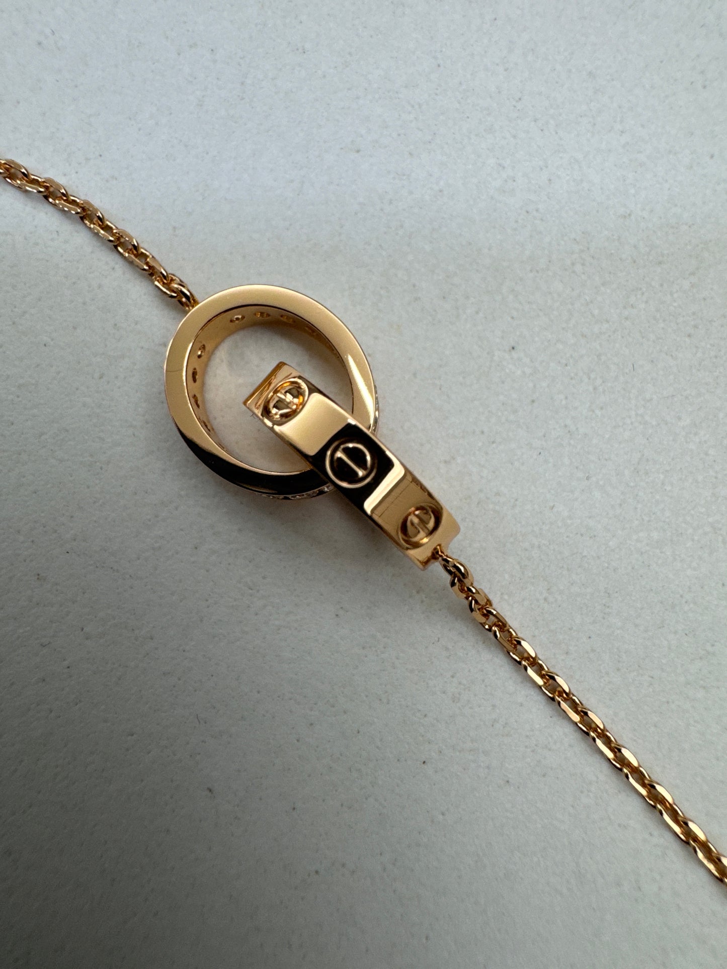 CARTIER Love 雙環項鏈 玫瑰金