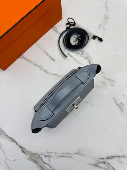 HERMES Mini 2424 木偶灰銀扣 Evercolor Gris Platin PHW