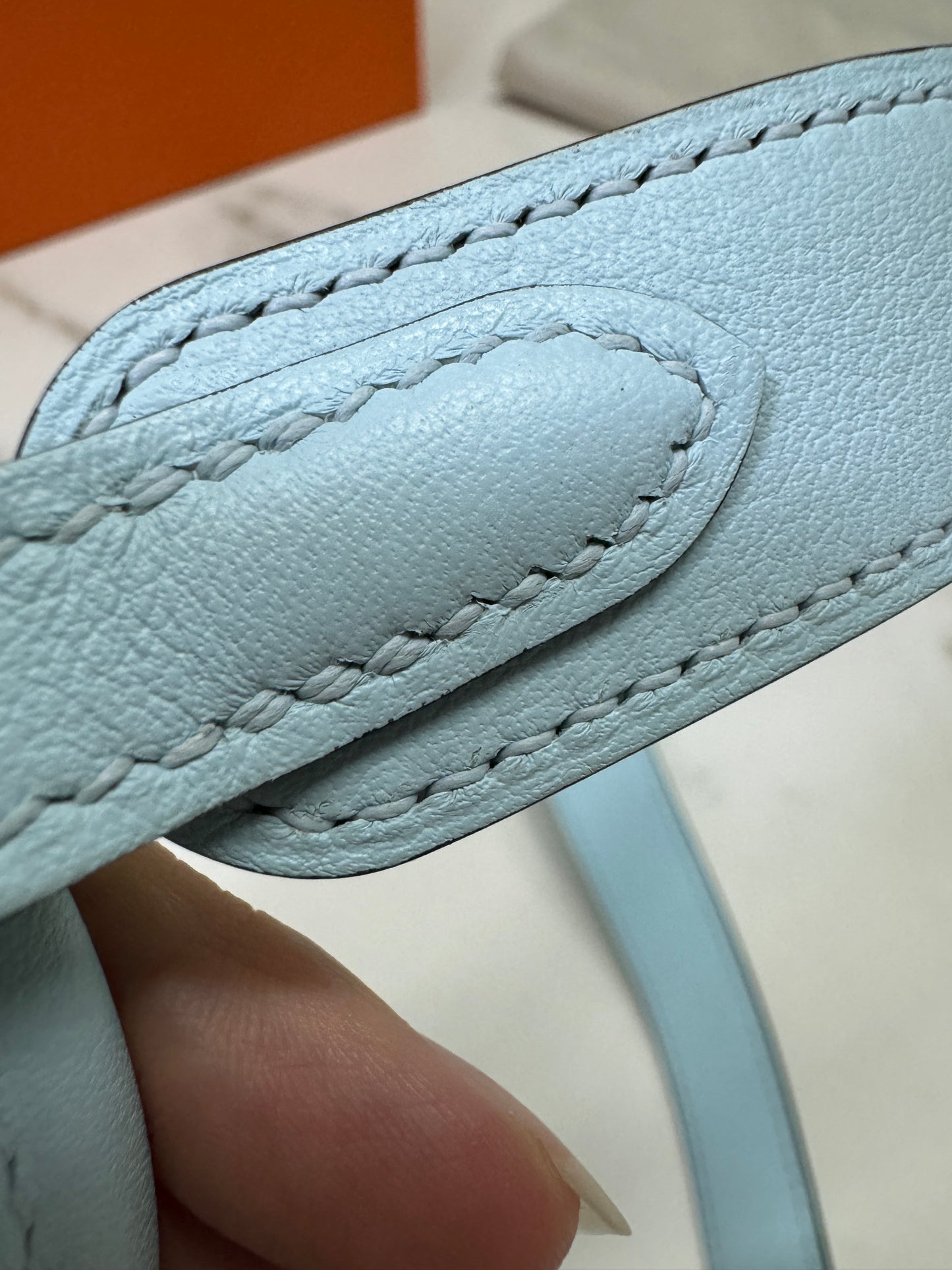 HERMES Mini Lindy 霧霾藍T0 銀扣 swift