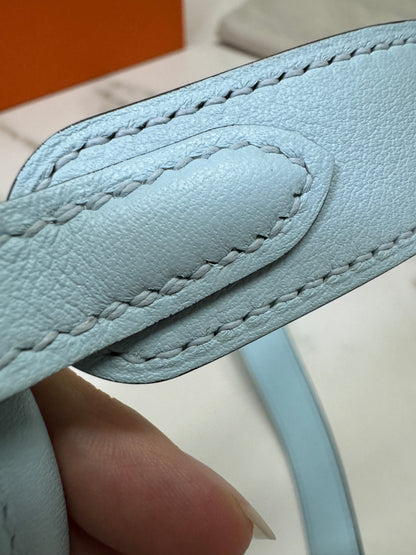 HERMES Mini Lindy 霧霾藍T0 銀扣 swift