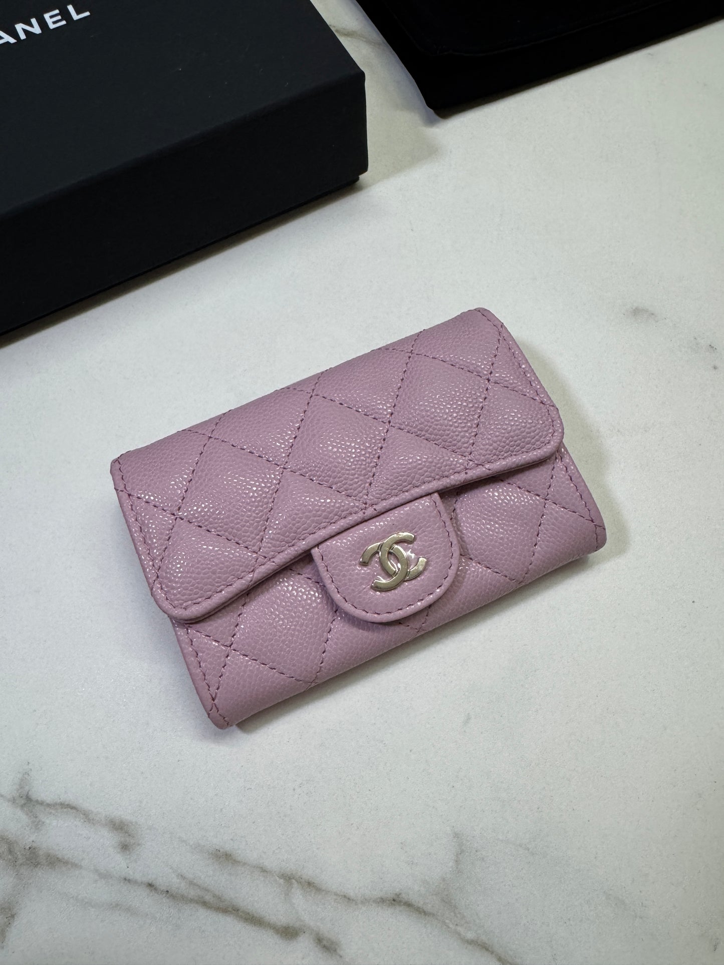 CHANEL 24A粉紫 新版拉鏈 CF Cardholder