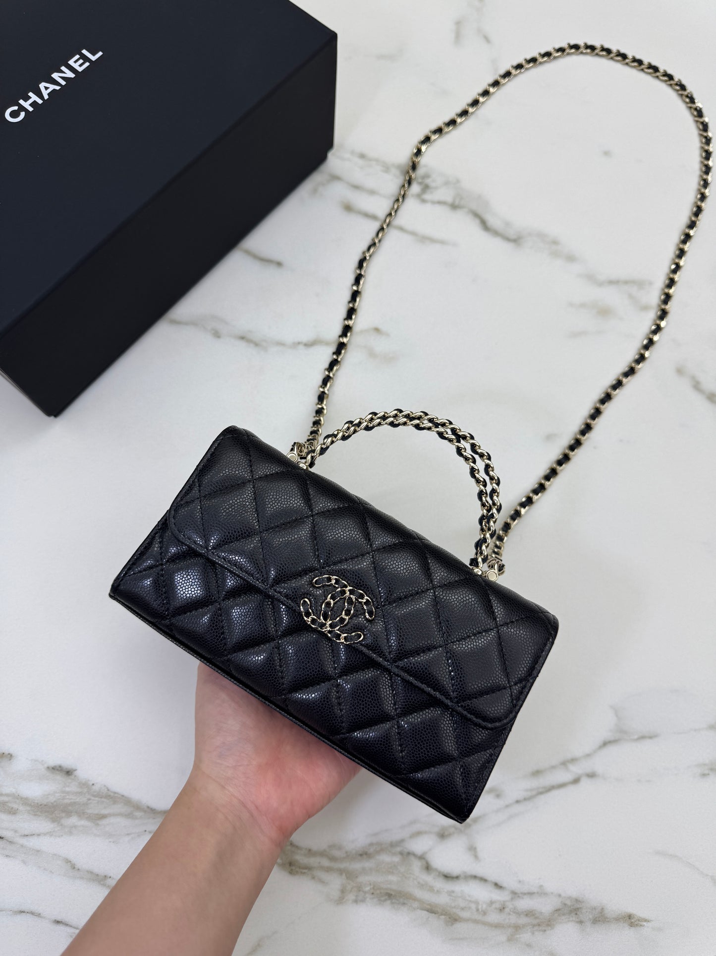 CHANEL 25S Kelly 橫版手機包 黑色
