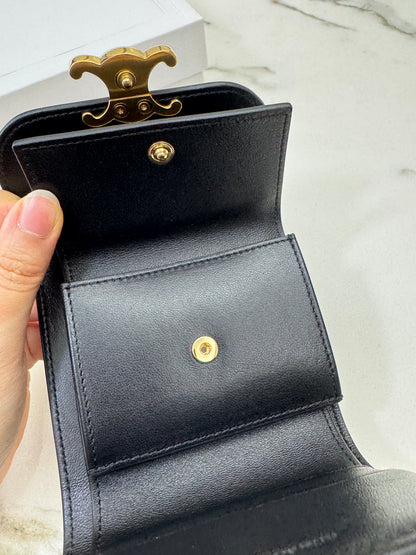 CELINE Wallet 凱旋門金扣Box皮