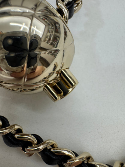 CHANEL 25K亮面淺金球 Mini CF20 Pearl Crush