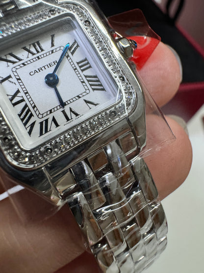 CARTIER 獵豹中號 天然真鑽 銀色