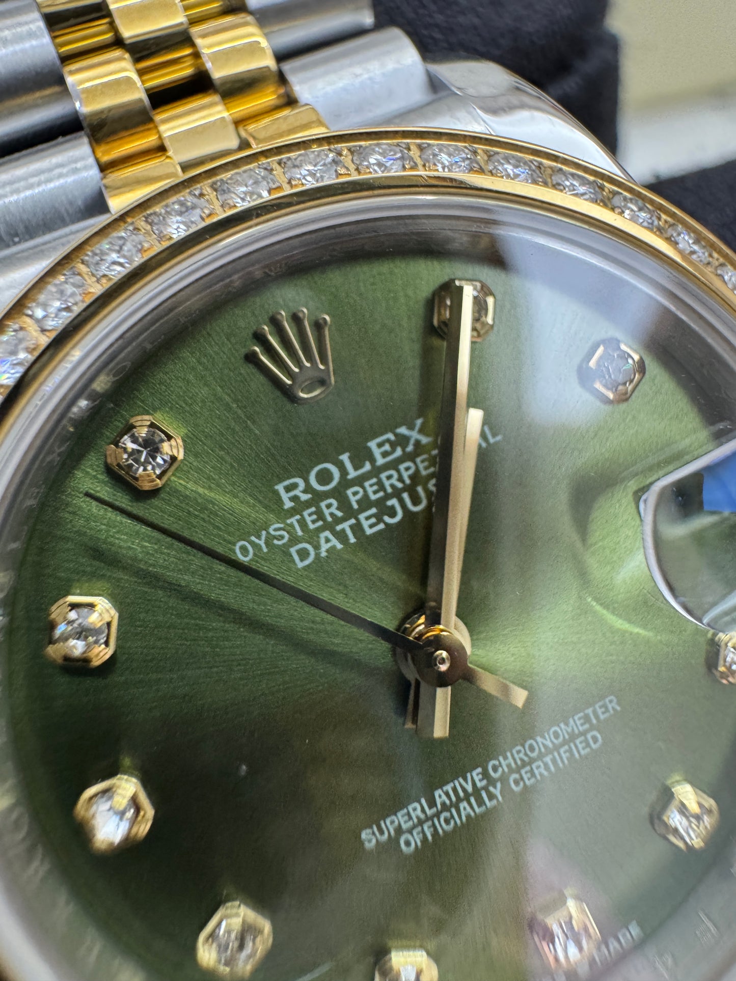 ROLEX Date Just 31mm 橄欖綠鑽圈鑽盤 真鑽版