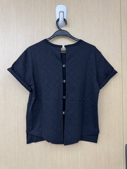 CHANEL 25S 燙鑽短袖Tee 黑色