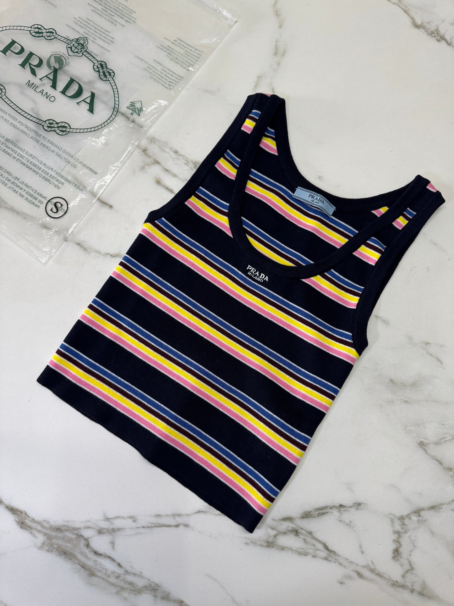 PRADA 彩色條紋針織背心