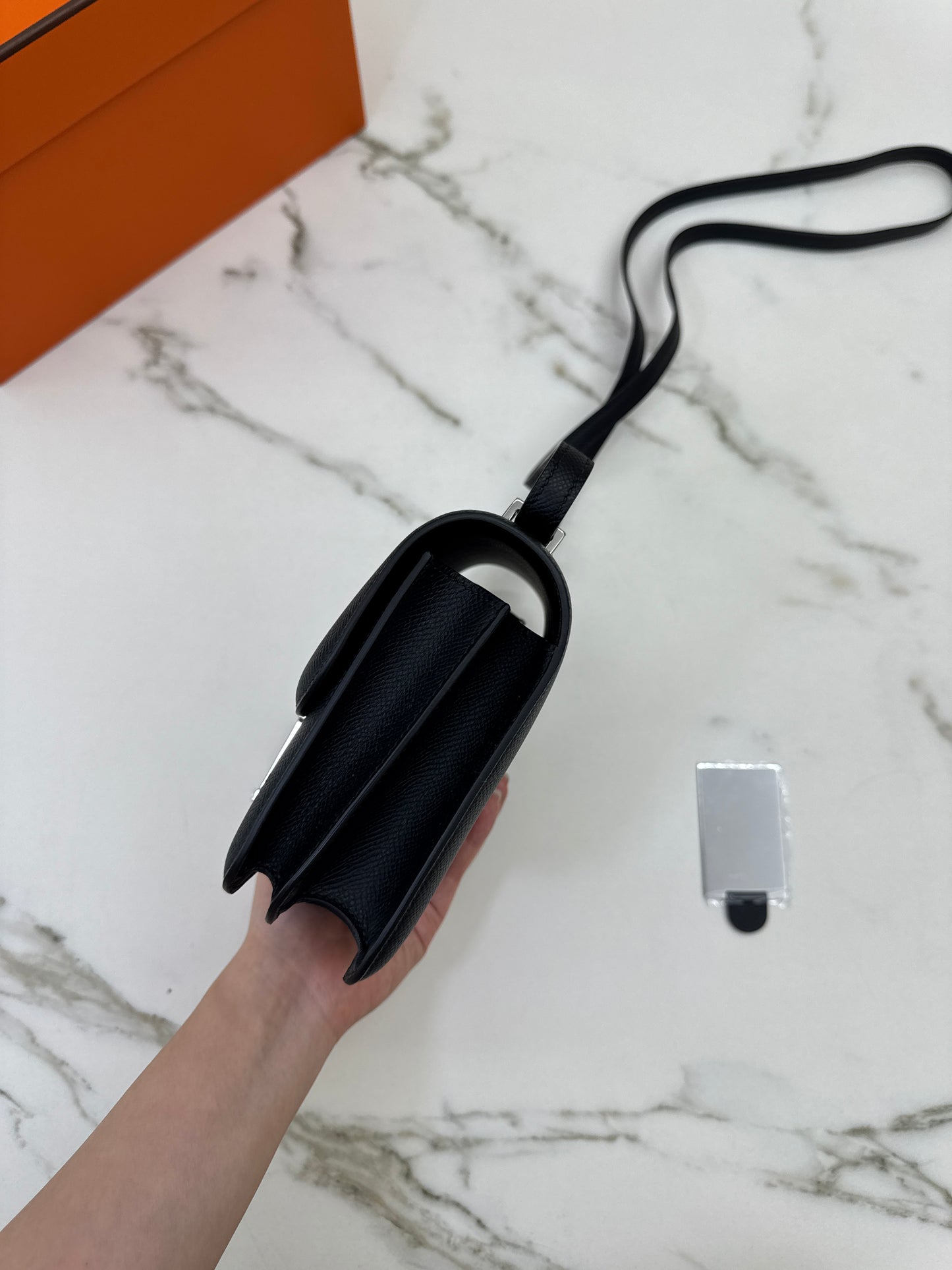 HERMES Mini Constance 黑銀 Noir Epsom PHW