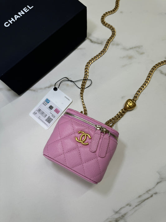 CHANEL 愛心金球小盒子 粉