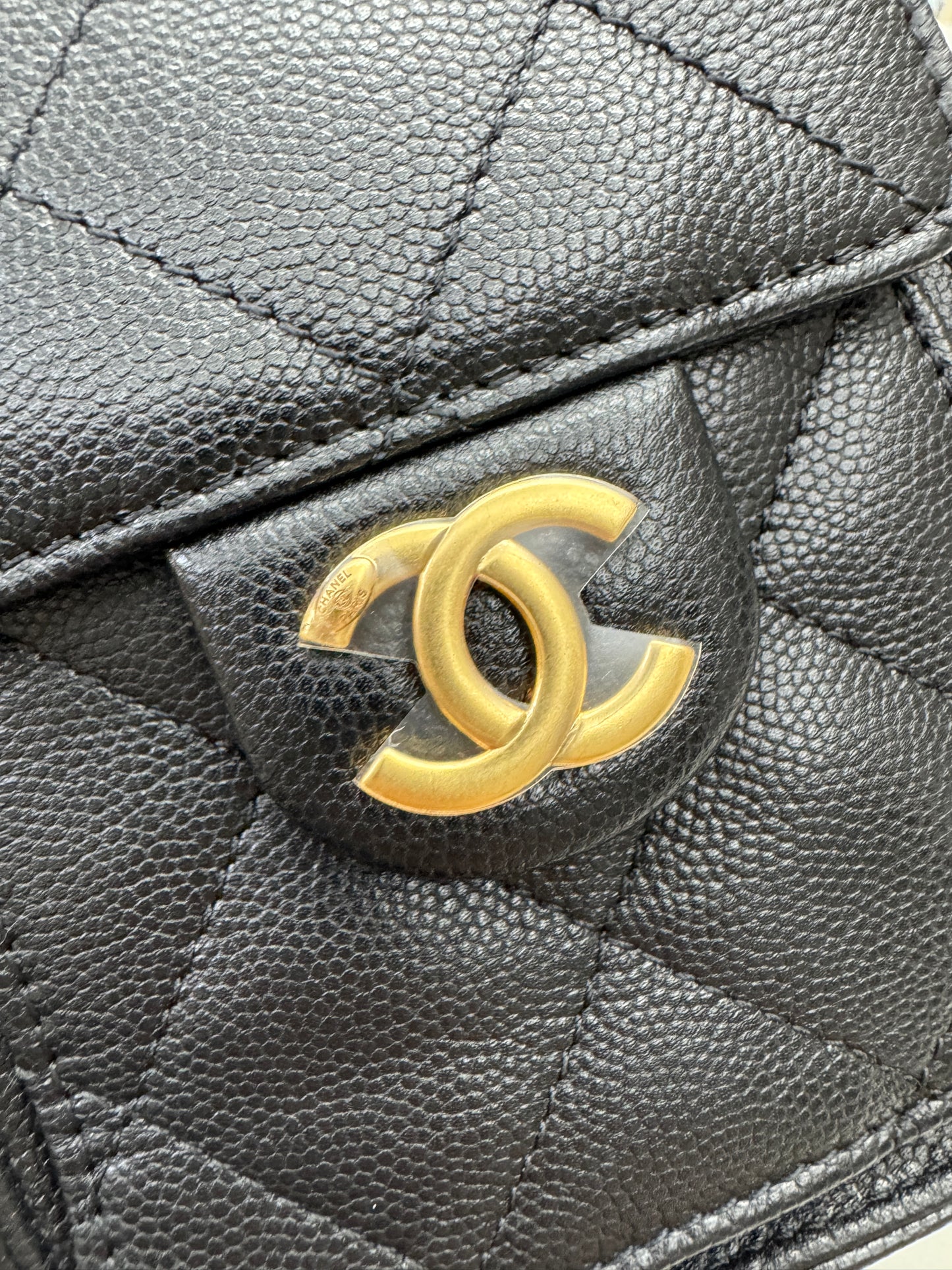 CHANEL Mini 25 Bag 黑色荔枝皮 金扣 Caviar Calfskin GHW
