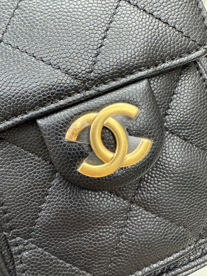 CHANEL Mini 25 Bag 黑色荔枝皮 金扣 Caviar Calfskin GHW