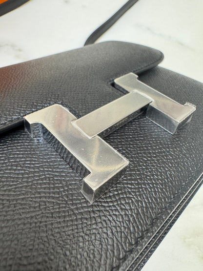 HERMES Mini Constance 新版 附鏡子 黑銀 Epsom PHW