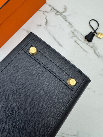 HERMES Birkin 25 黑色 Madame 拉絲金扣 89 Noir Sellier