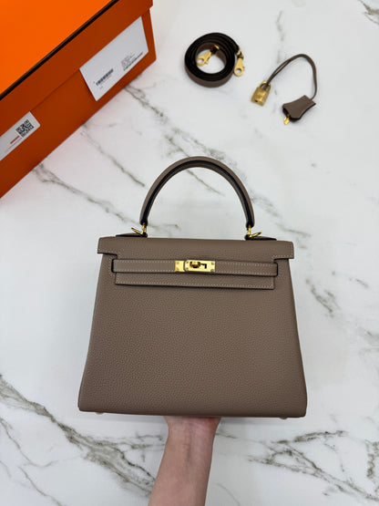 HERMES Kelly 25 斑鳩灰金扣 內縫 Togo 81 Gris Tourterelle GHW