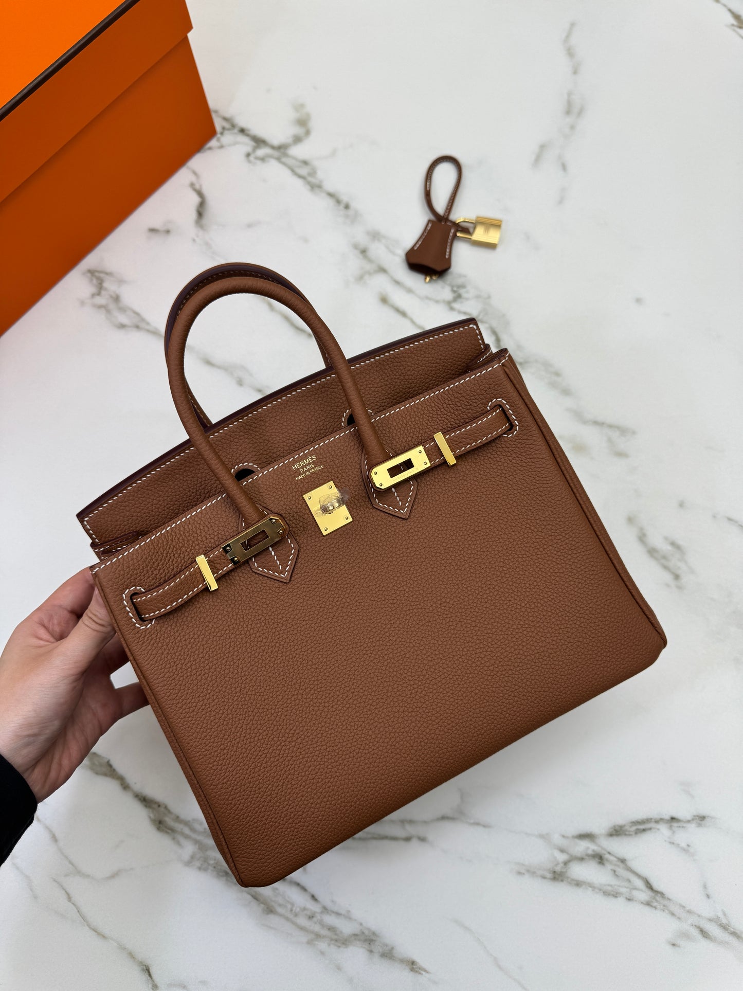 HERMES Birkin 25 金棕色金扣 Togo Gold GHW