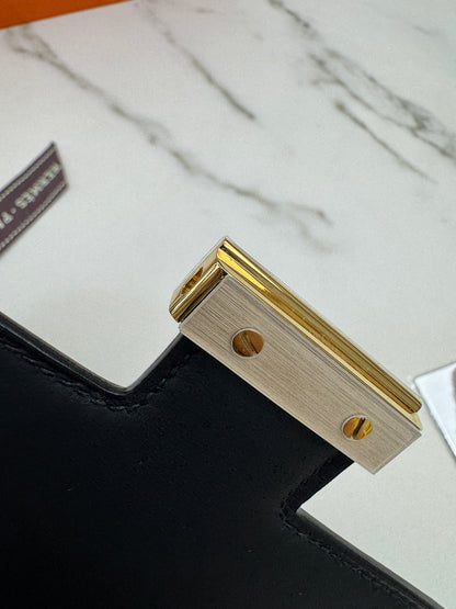 HERMES Mini Constance 黑金 Epsom Noir GHW 新鏡子版