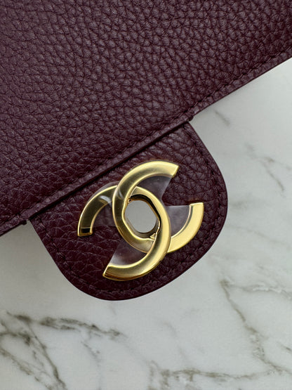 CHANEL 26S Maxi Flap Bag Small 酒紅色金扣 Burgundy GHW