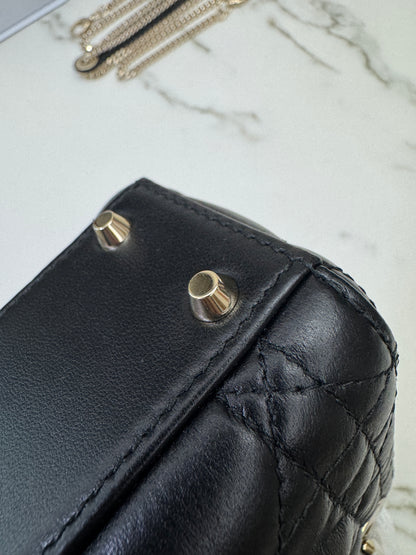 DIOR Mini Lady Dior 黑色羊皮