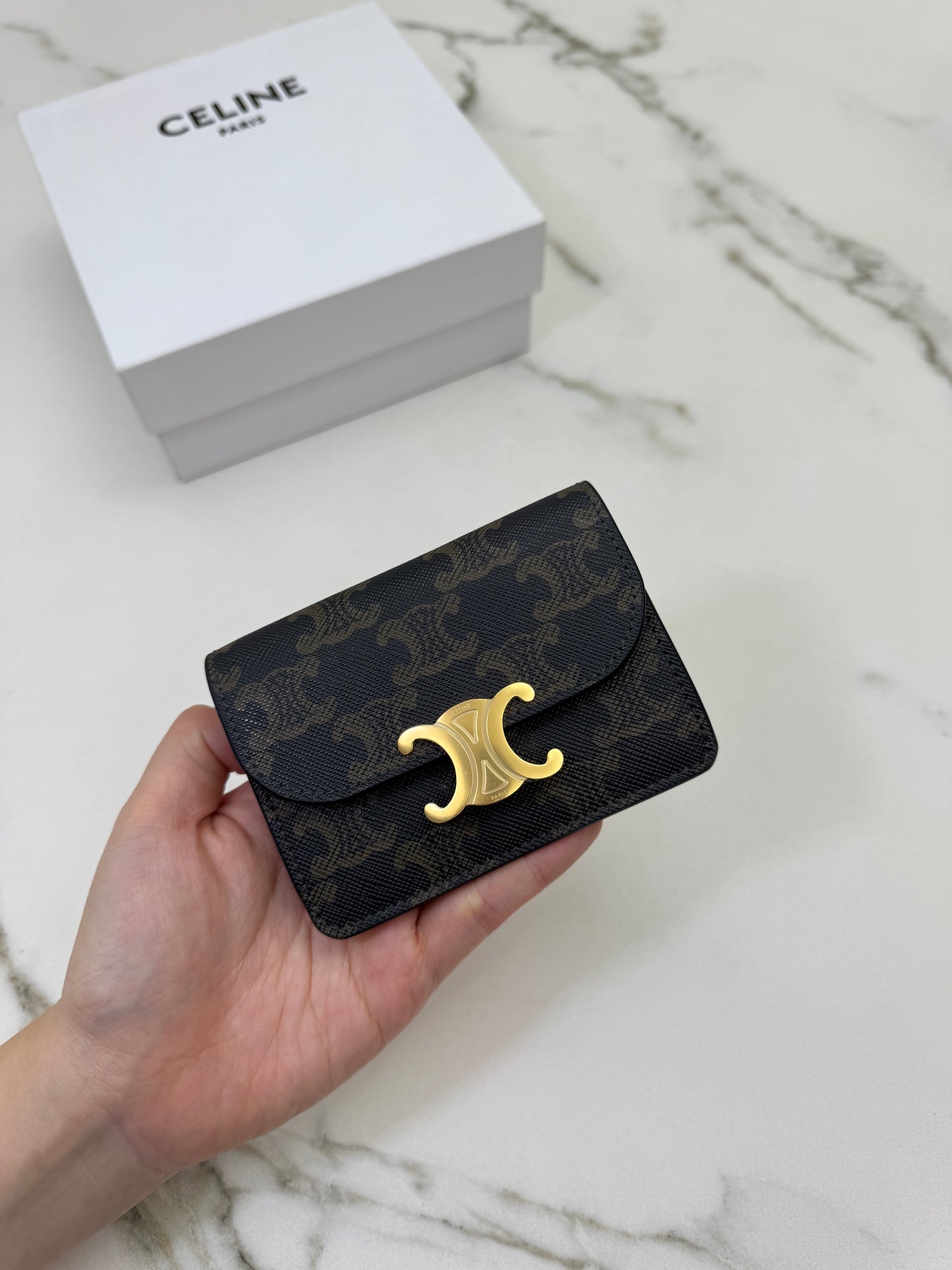 CELINE Triomphe 老花帆布 Cardholder