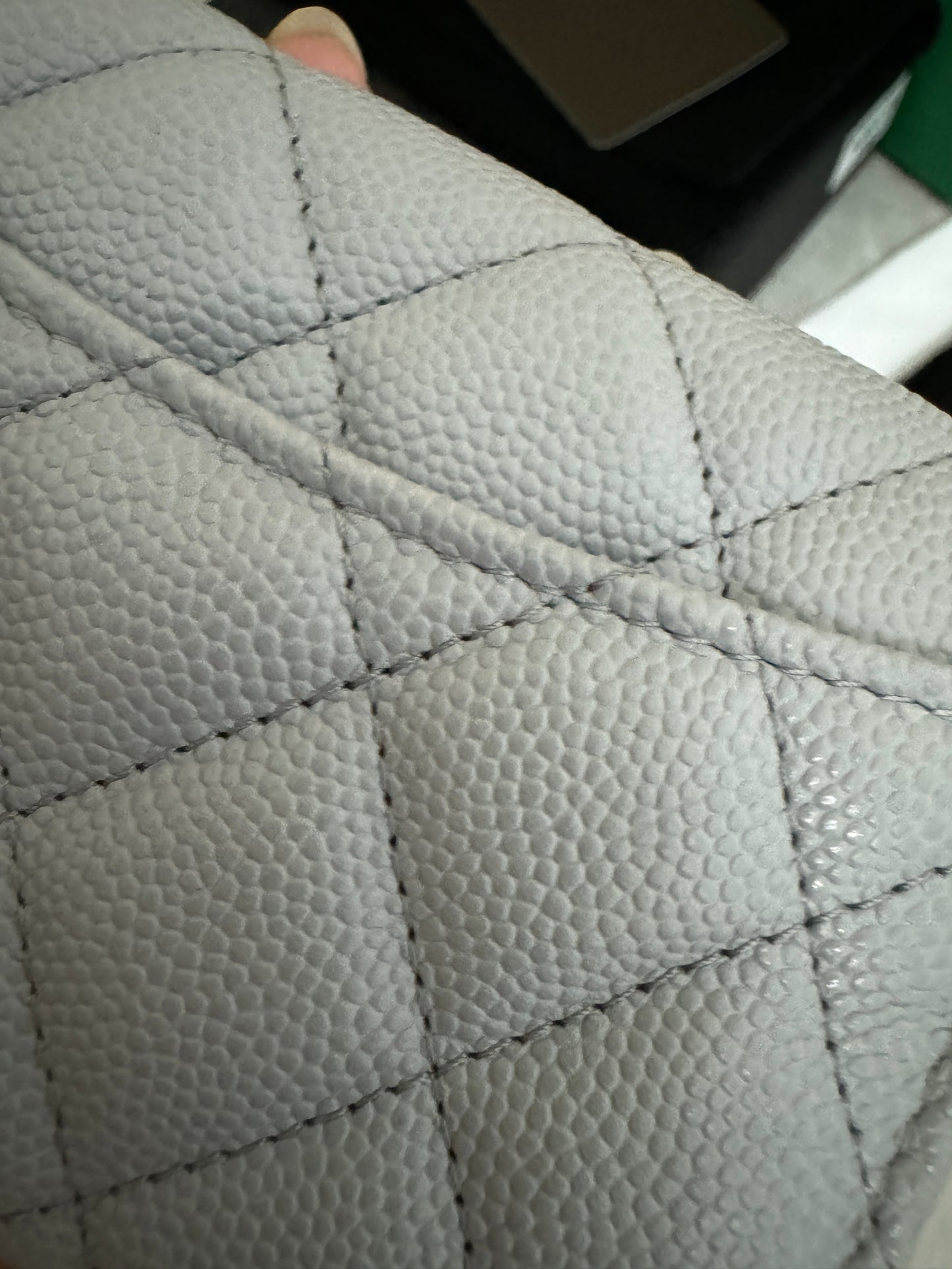 CHANEL 經典CF卡包 淺灰 牛皮