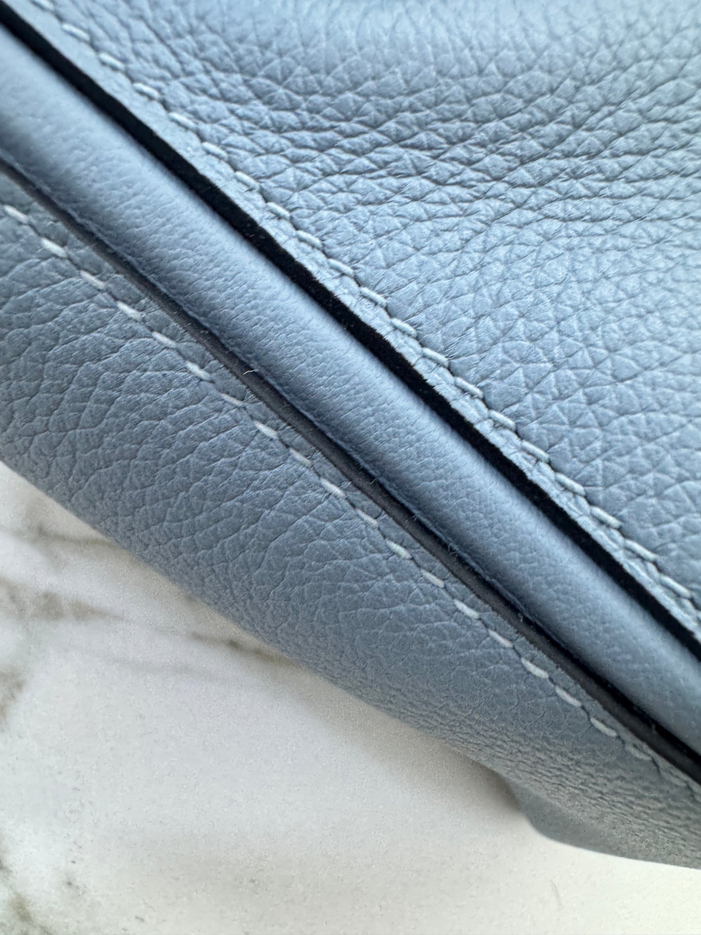 HERMES Mini 2424 亞麻藍銀扣 Evercolor Blue Lin PHW