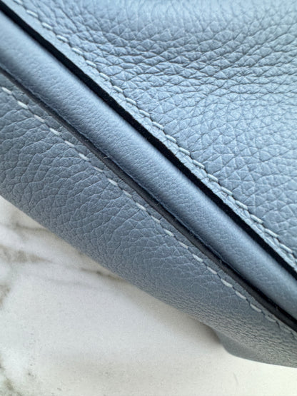 HERMES Mini 2424 亞麻藍銀扣 Evercolor Blue Lin PHW