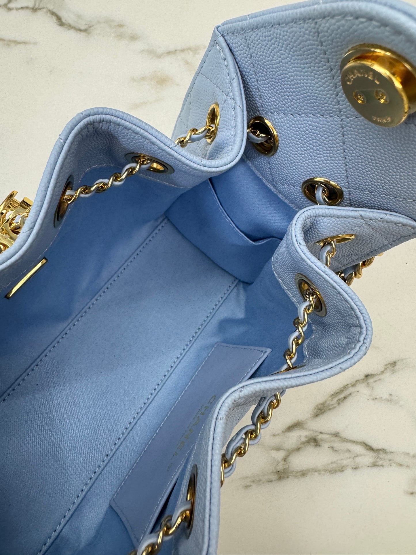 CHANEL Mini 25Bag 26A Baby Blue 亮金扣